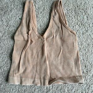 Ribbed Tan Women's Top